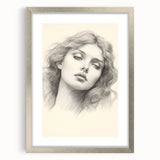 Vintage Portrait Art – Monochrome Lady Sketch Canvas Print