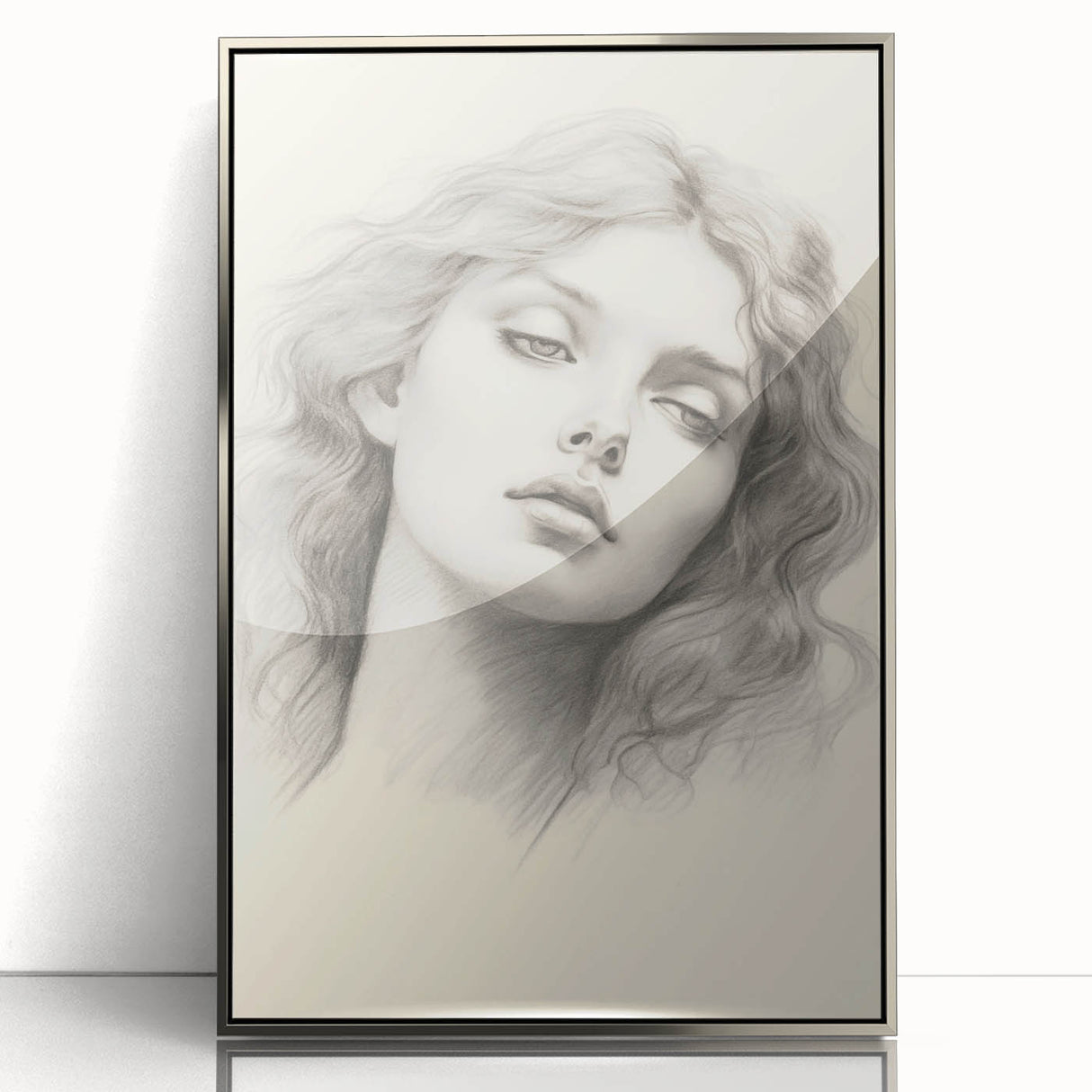 Vintage Portrait Art – Monochrome Lady Sketch Canvas Print