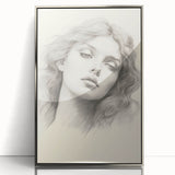 Vintage Portrait Art – Monochrome Lady Sketch Canvas Print