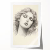 Vintage Portrait Art – Monochrome Lady Sketch Canvas Print