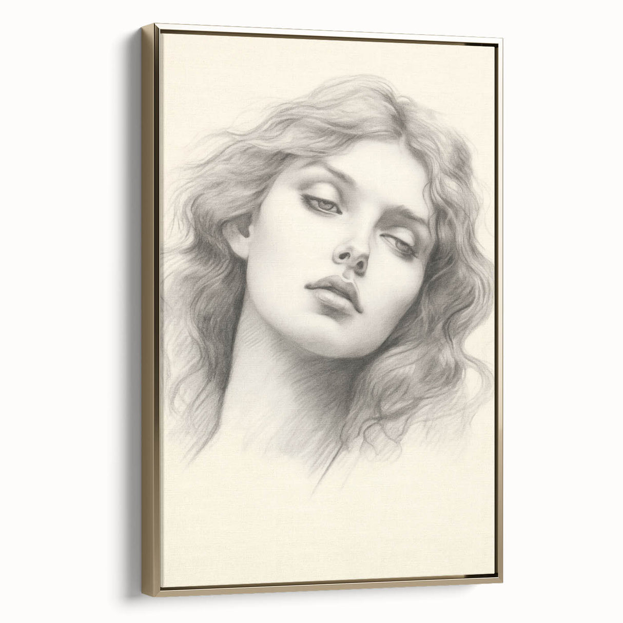 Vintage Portrait Art – Monochrome Lady Sketch Canvas Print