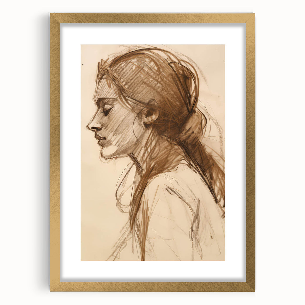 Antique Sketch Portrait Art – Retro Charcoal Canvas & Prints