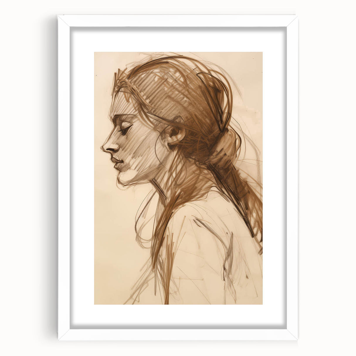 Antique Sketch Portrait Art – Retro Charcoal Canvas & Prints