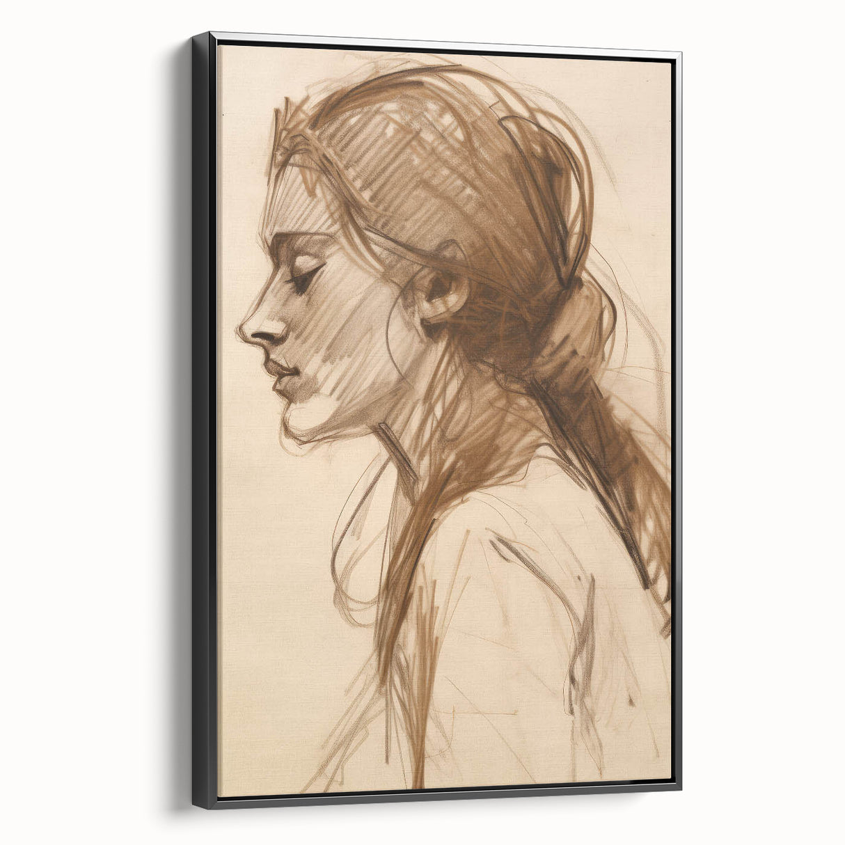 Antique Sketch Portrait Art – Retro Charcoal Canvas & Prints