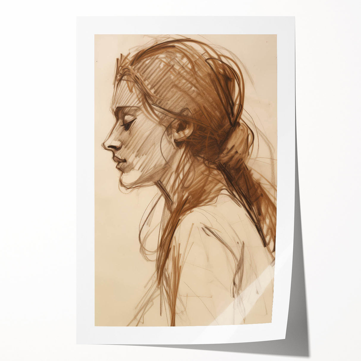 Antique Sketch Portrait Art – Retro Charcoal Canvas & Prints