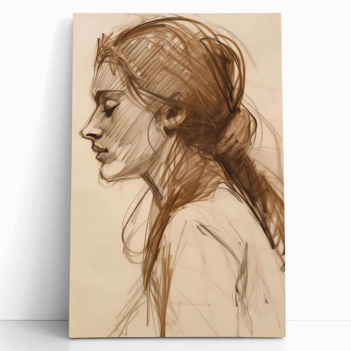 Antique Sketch Portrait Art – Retro Charcoal Canvas & Prints
