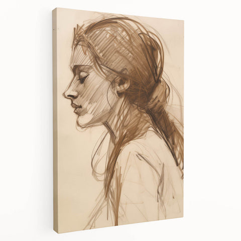 Antique Sketch Portrait Art – Retro Charcoal Canvas & Prints
