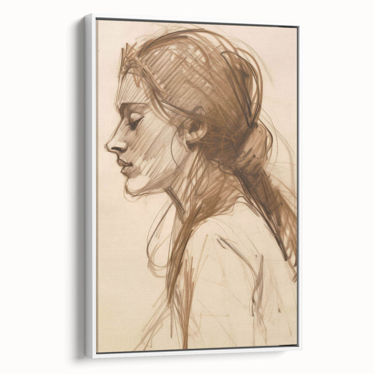 Antique Sketch Portrait Art – Retro Charcoal Canvas & Prints