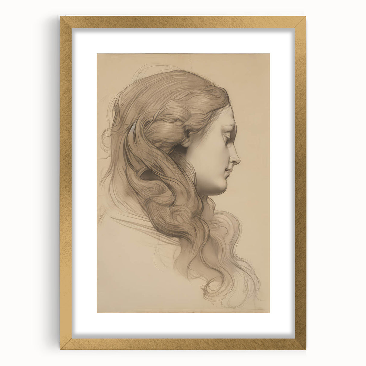 Elegant Vintage Sketch Portrait – Antique Charcoal Canvas & Prints