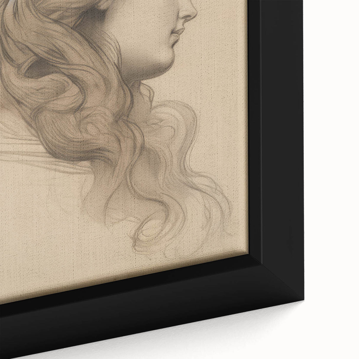 Elegant Vintage Sketch Portrait – Antique Charcoal Canvas & Prints