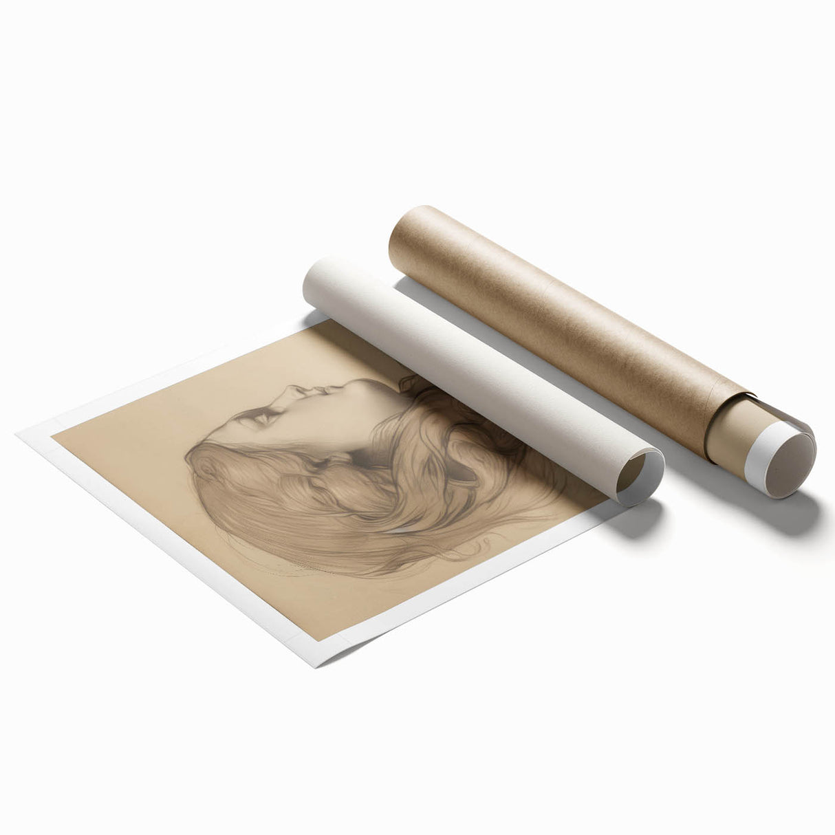 Elegant Vintage Sketch Portrait – Antique Charcoal Canvas & Prints