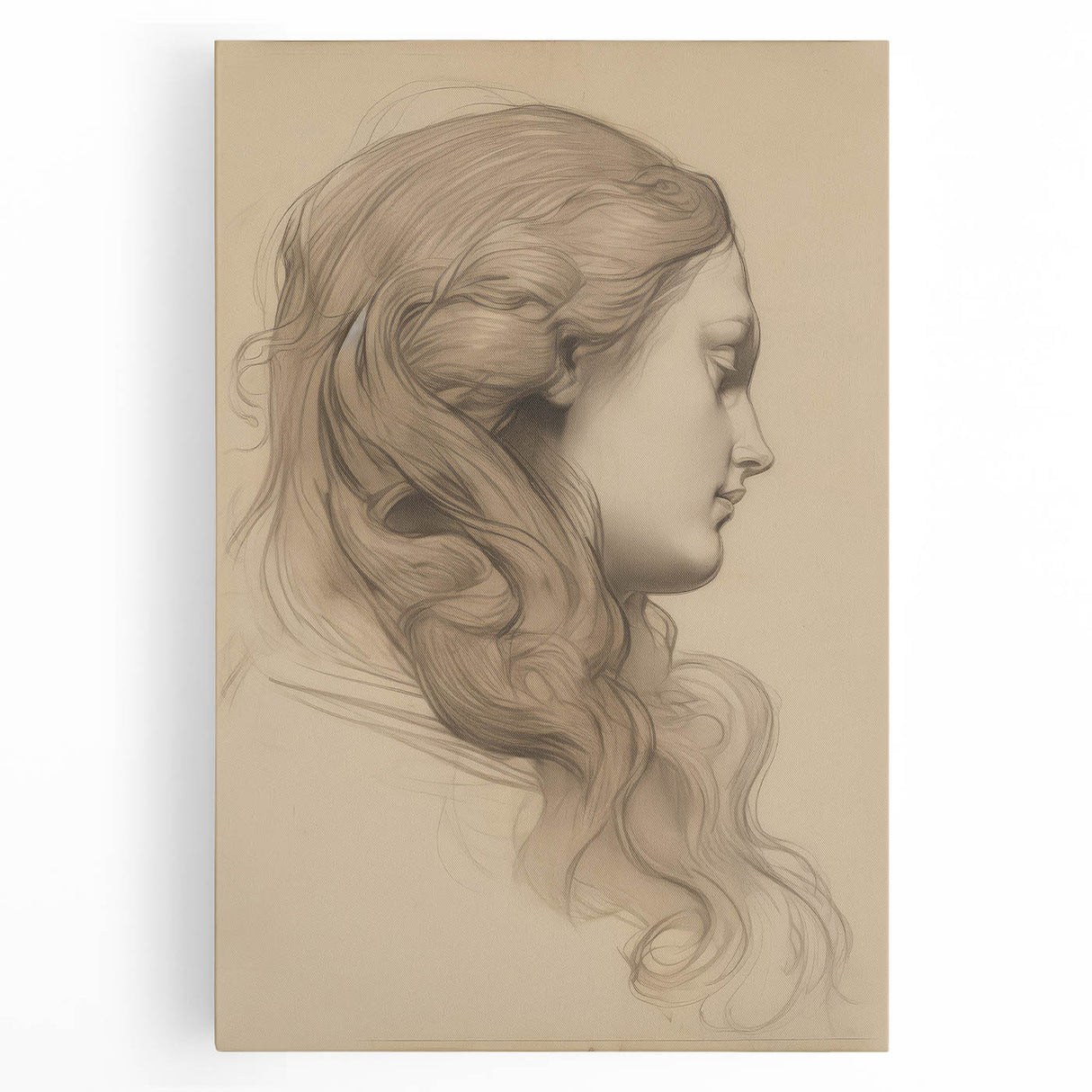 Elegant Vintage Sketch Portrait – Antique Charcoal Canvas & Prints