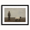 Vintage Portrait Art | Rustic Portrait of Farmer and Sheep