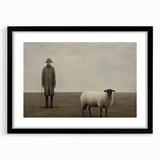 Vintage Portrait Art | Rustic Portrait of Farmer and Sheep
