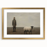 Vintage Portrait Art | Rustic Portrait of Farmer and Sheep
