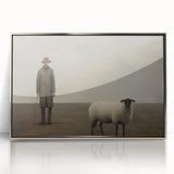 Vintage Portrait Art | Rustic Portrait of Farmer and Sheep
