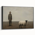 Vintage Portrait Art | Rustic Portrait of Farmer and Sheep