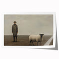 Vintage Portrait Art | Rustic Portrait of Farmer and Sheep