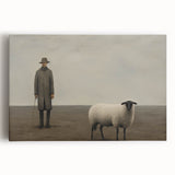 Vintage Portrait Art | Rustic Portrait of Farmer and Sheep