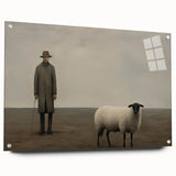 Vintage Portrait Art | Rustic Portrait of Farmer and Sheep