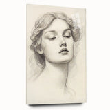 Vintage Portrait Art – Graceful Lady Pencil Sketch Canvas Print