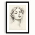 Vintage Portrait Art – Graceful Lady Pencil Sketch Canvas Print