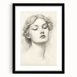 Vintage Portrait Art – Graceful Lady Pencil Sketch Canvas Print