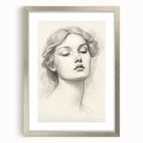Vintage Portrait Art – Graceful Lady Pencil Sketch Canvas Print