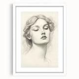 Vintage Portrait Art – Graceful Lady Pencil Sketch Canvas Print