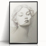 Vintage Portrait Art – Graceful Lady Pencil Sketch Canvas Print
