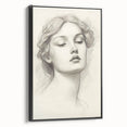 Vintage Portrait Art – Graceful Lady Pencil Sketch Canvas Print