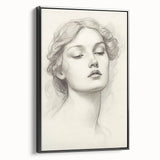 Vintage Portrait Art – Graceful Lady Pencil Sketch Canvas Print