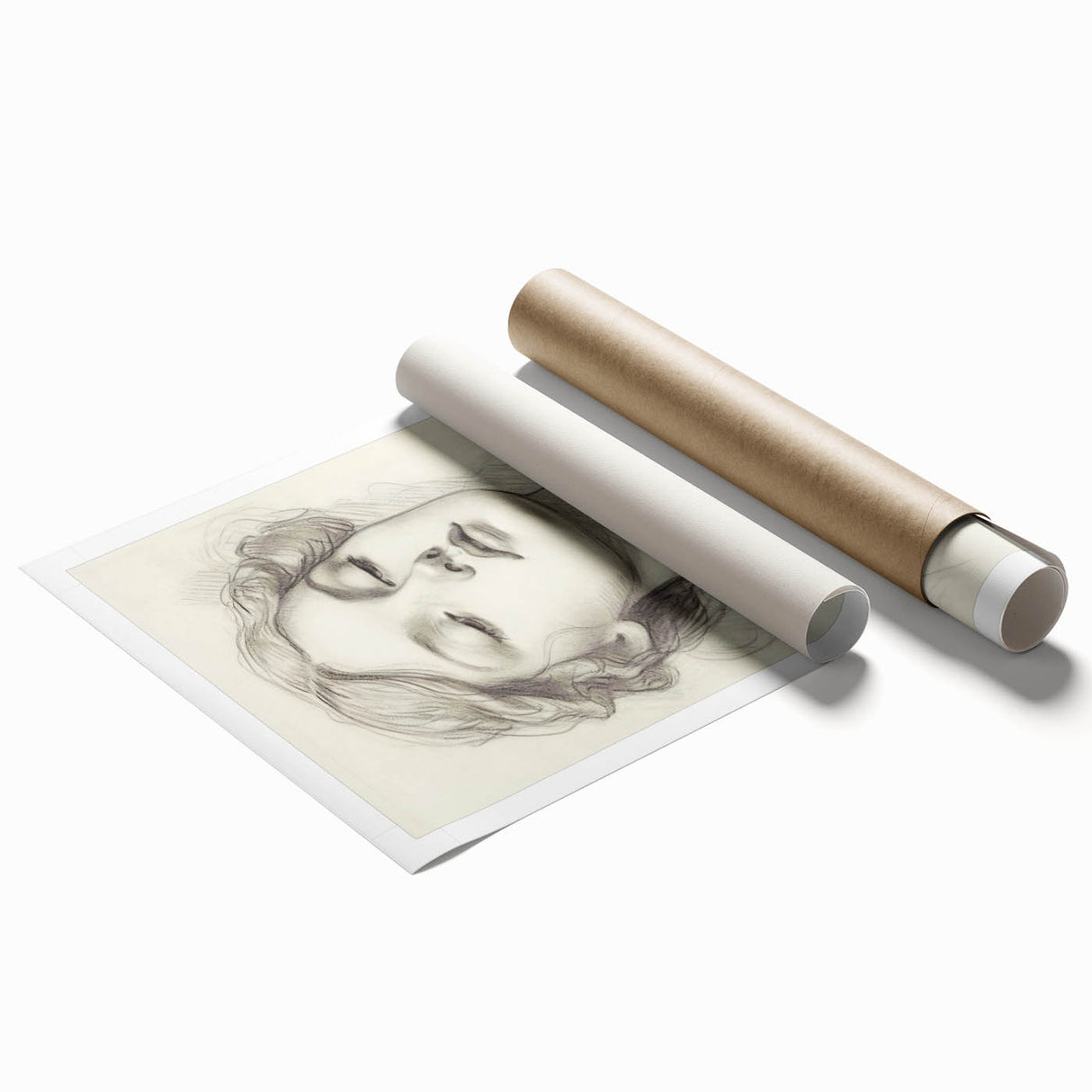 Vintage Portrait Art – Graceful Lady Pencil Sketch Canvas Print