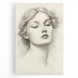 Vintage Portrait Art – Graceful Lady Pencil Sketch Canvas Print