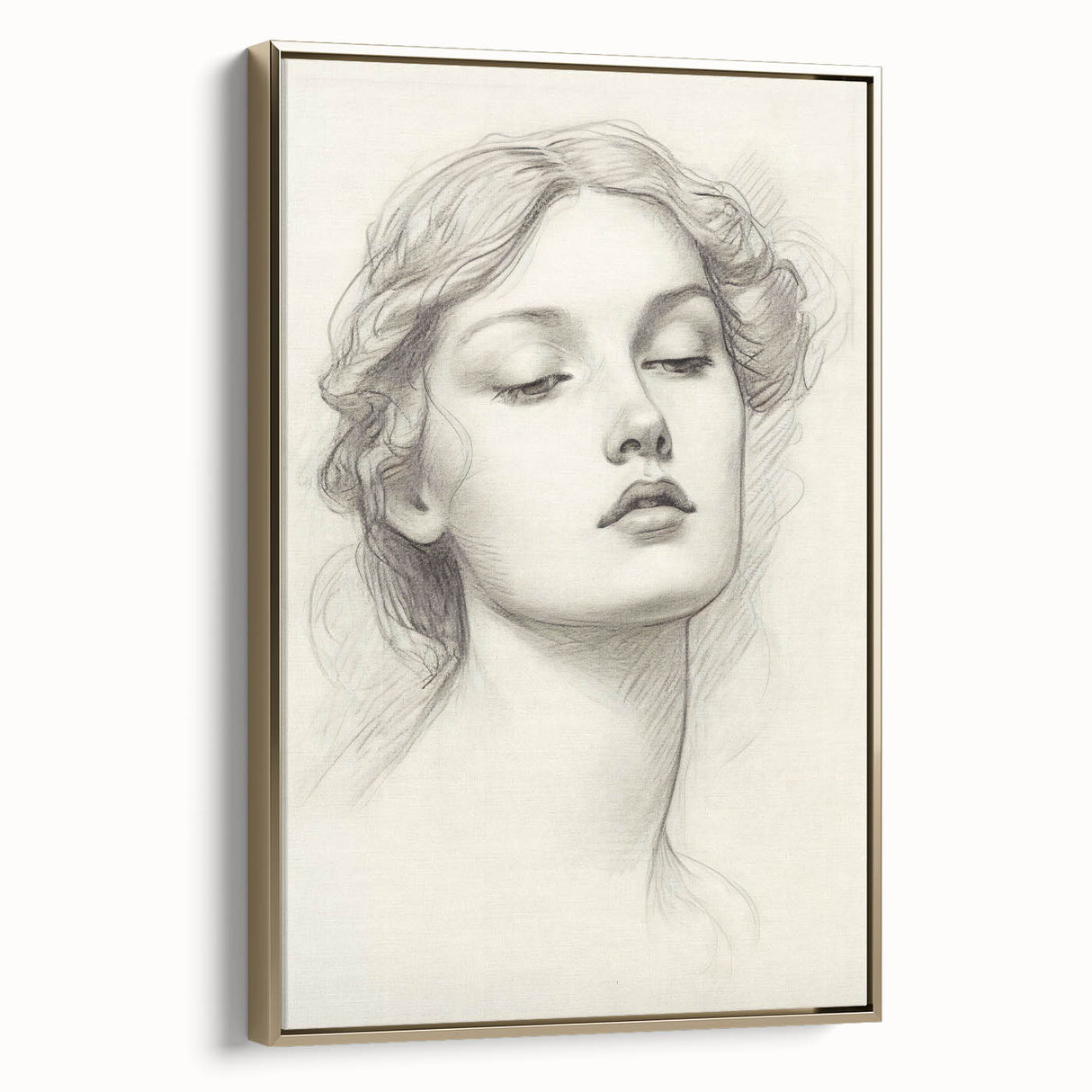 Vintage Portrait Art – Graceful Lady Pencil Sketch Canvas Print