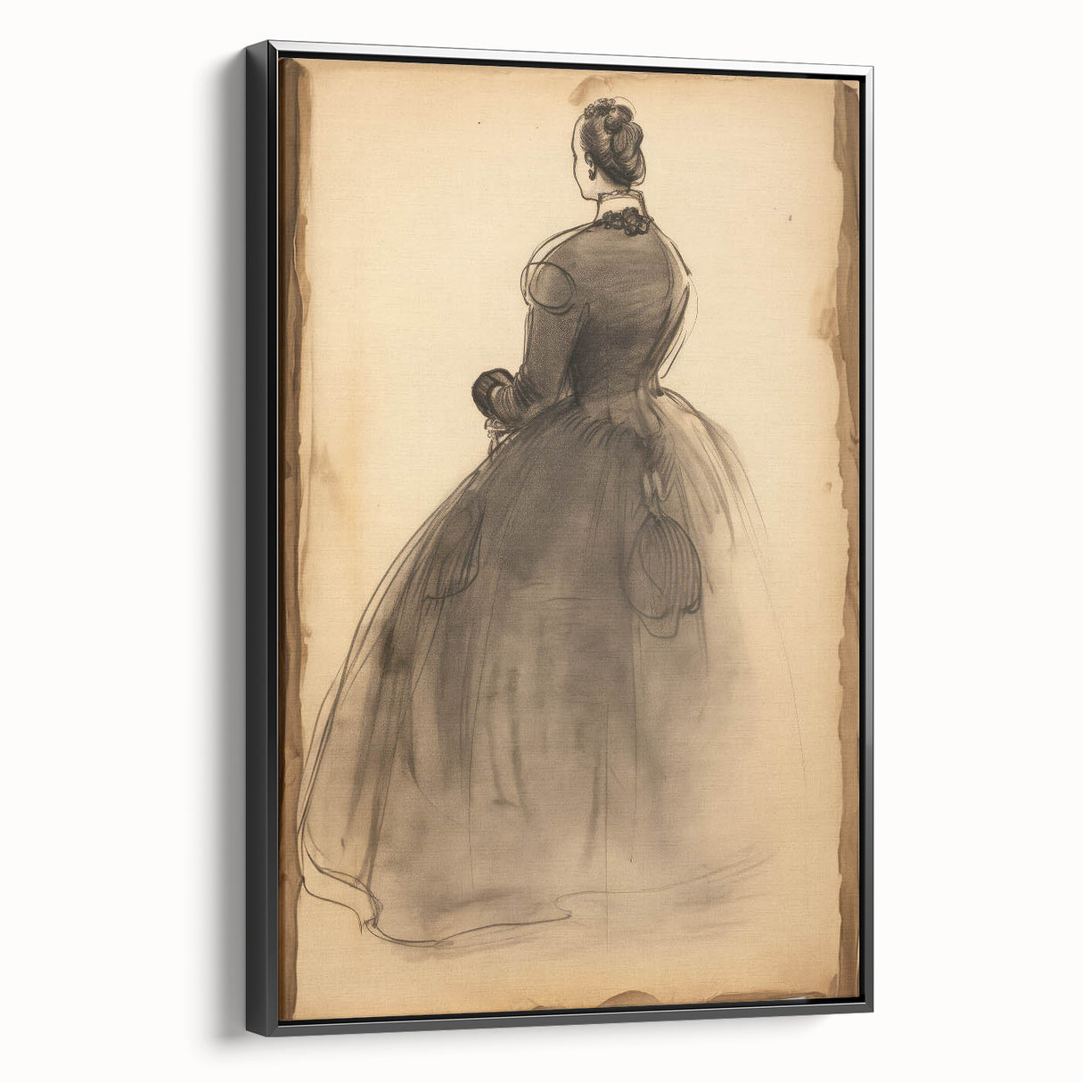 Victorian Sketch Portrait Art – Antique Charcoal Canvas & Prints