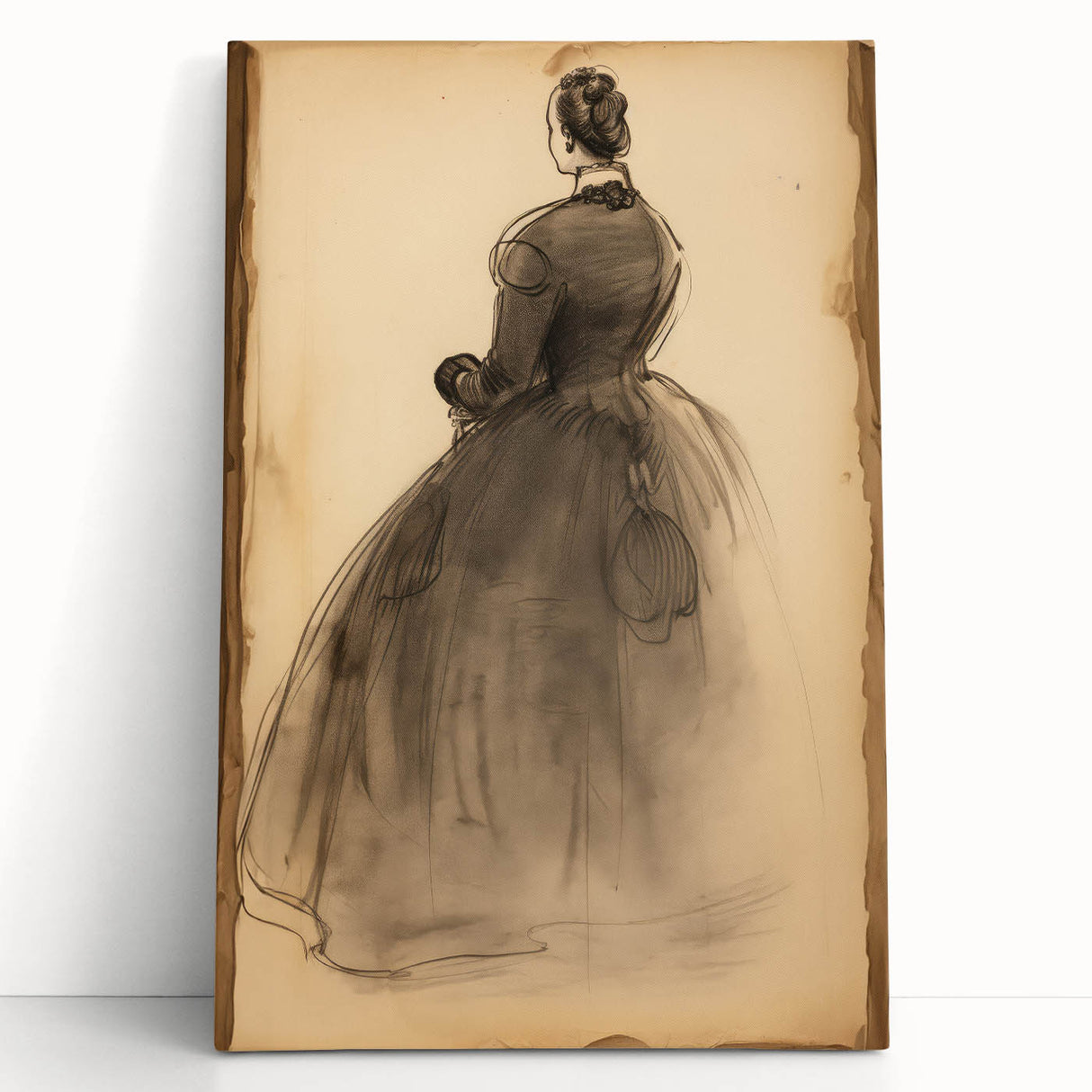 Victorian Sketch Portrait Art – Antique Charcoal Canvas & Prints
