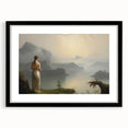Vintage Portrait Art | Serene Landscape with Woman at Sunset