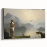 Vintage Portrait Art | Serene Landscape with Woman at Sunset