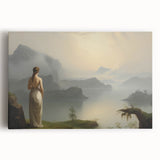 Vintage Portrait Art | Serene Landscape with Woman at Sunset