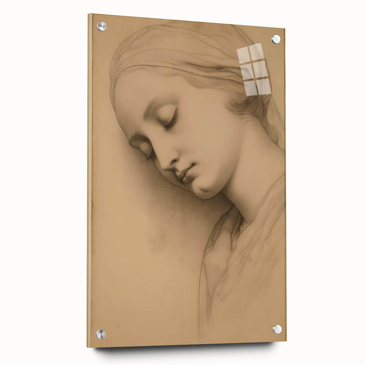 Serene Vintage Sketch Portrait – Antique Charcoal Canvas & Prints