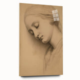 Serene Vintage Sketch Portrait – Antique Charcoal Canvas & Prints