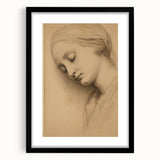 Serene Vintage Sketch Portrait – Antique Charcoal Canvas & Prints