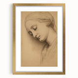 Serene Vintage Sketch Portrait – Antique Charcoal Canvas & Prints