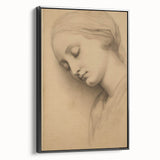 Serene Vintage Sketch Portrait – Antique Charcoal Canvas & Prints