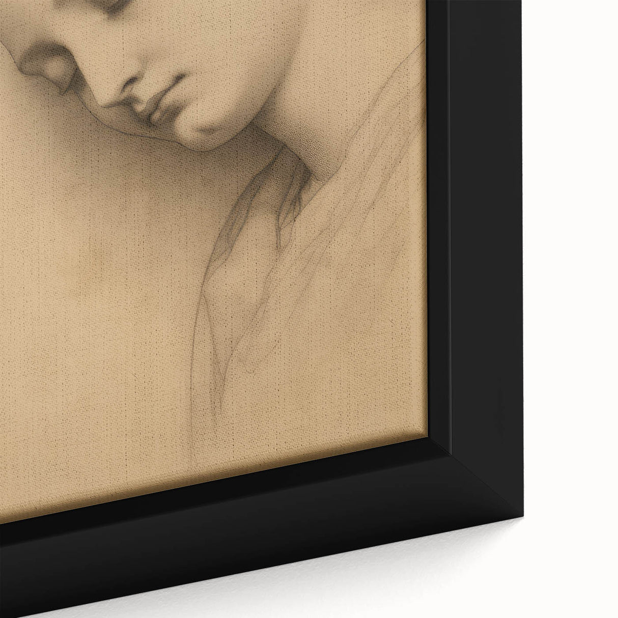 Serene Vintage Sketch Portrait – Antique Charcoal Canvas & Prints