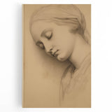 Serene Vintage Sketch Portrait – Antique Charcoal Canvas & Prints