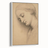 Serene Vintage Sketch Portrait – Antique Charcoal Canvas & Prints