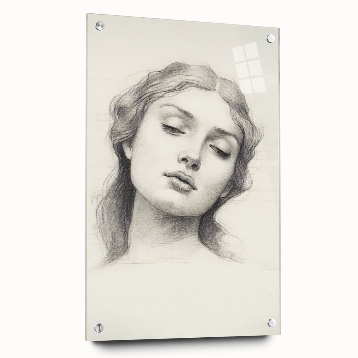Vintage Portrait Art – Elegant Lady Pencil Sketch Canvas Print
