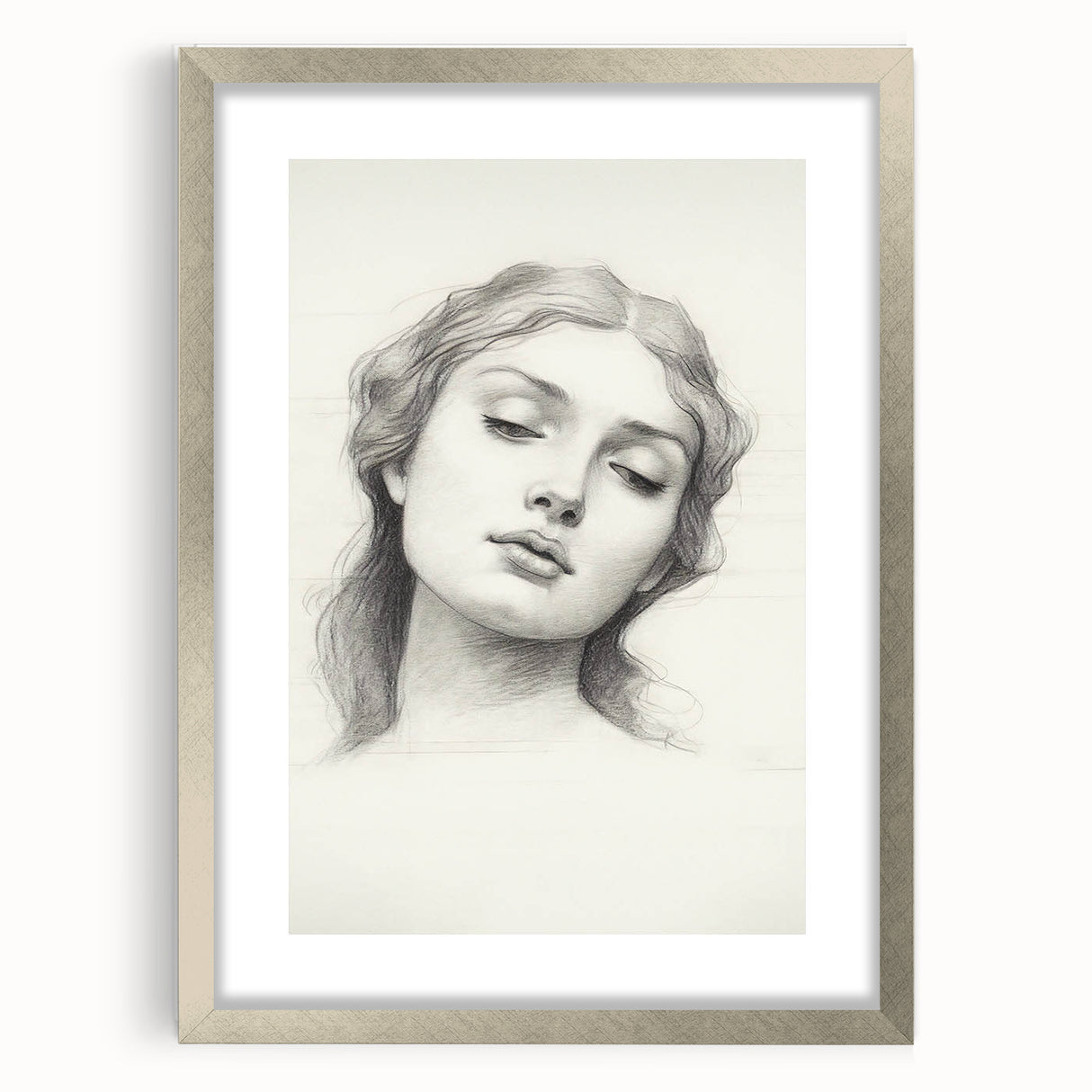 Vintage Portrait Art – Elegant Lady Pencil Sketch Canvas Print